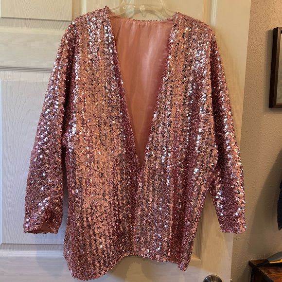 Homemade Dresses & Skirts - Sequin Open-Front Pink Party Dress Jacket